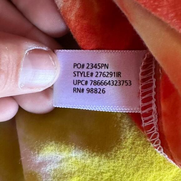 Women Top Size Small Yellow Tie Dye Button Down Office Hippie Colorful Bold Work - Picture 8 of 8